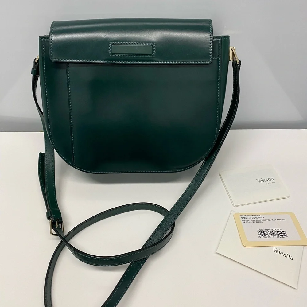 NWT VALEXTRA green LEATHER TWIST CROSSBODY handbag bag - Picture 13 of 14
